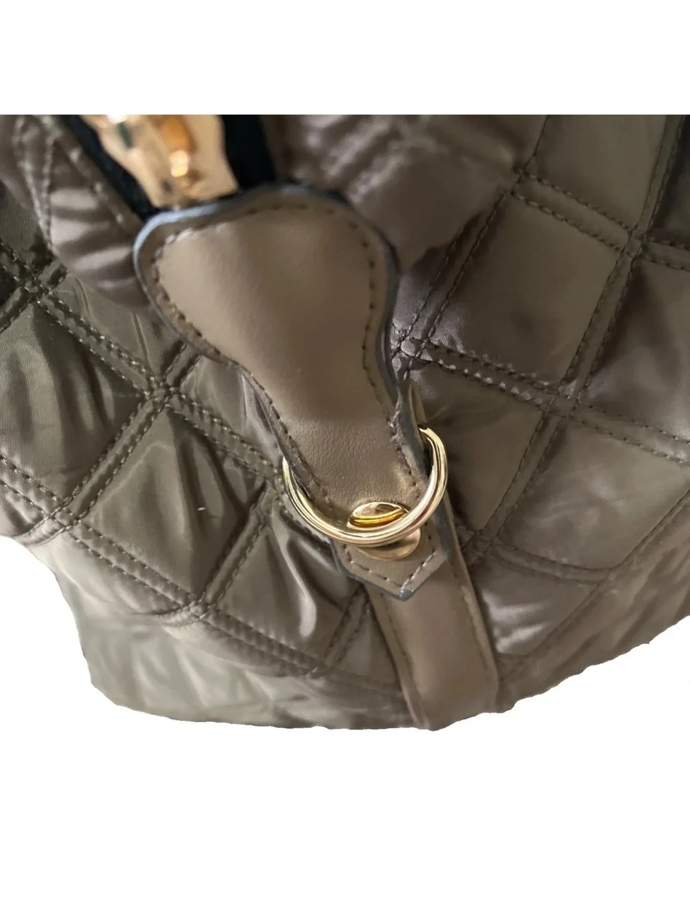 Joan & David Quilted Brown Duffel with Triple Front Pockets loads of space